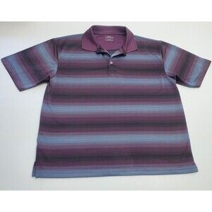 PGA Tour Polo Shirt Mens XL Golf Short Sleeve Striped  Polyester
